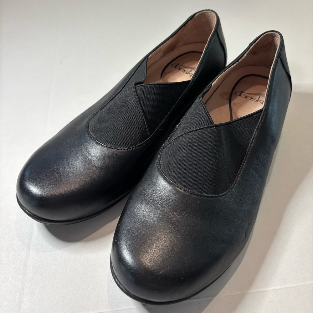 Dansko‎ Loafer Womens 39 Black Ann Round  Slip On Flats Casual Comfort leather